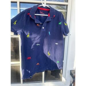 Boden Boys Navy Blue Embroidered Animal Polo Shirt Size 11-12Y 152cm Cotton